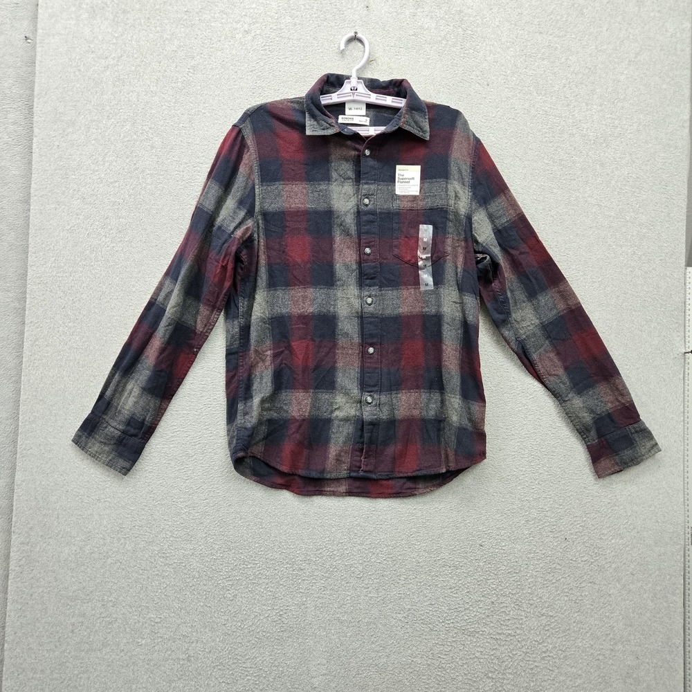 SONOMA Goods For Life Men Button Up Shirt M Red Plaid Flannel The Supersoft NWT